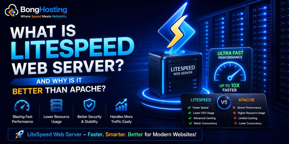 what is litespeed web server and why it is better than apache futuristic hosting infographic bonghosting