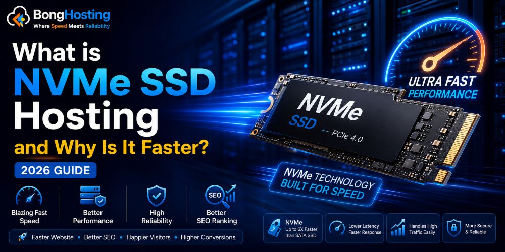 what is nvme ssd hosting and why it is faster futuristic hosting infographic bonghosting