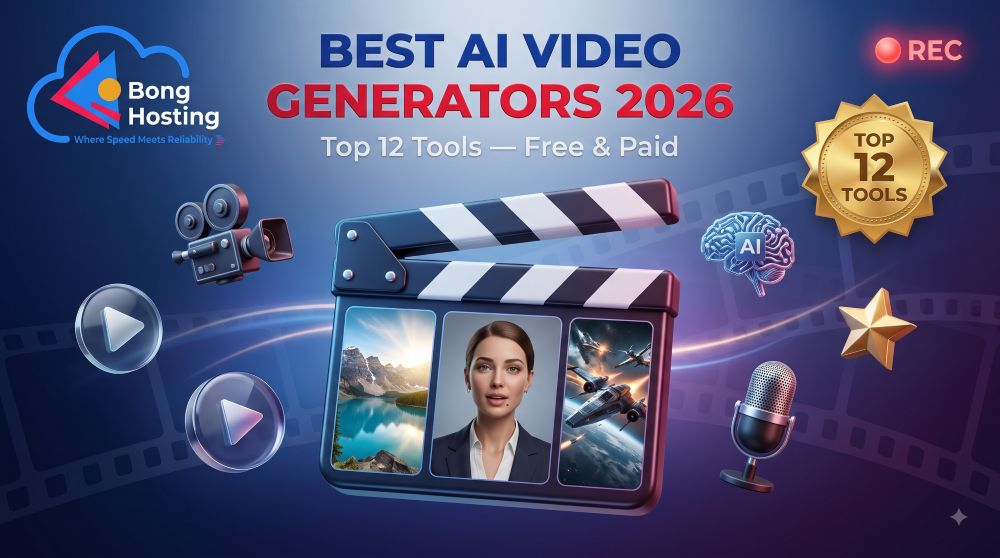 Best AI video generators 2026 top 12 tools comparison Sora Runway Kling Pika free paid BongHosting