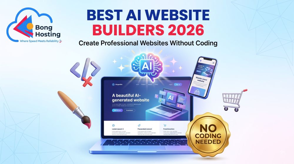 Best AI website builders 2026 create professional websites without coding BongHosting guide